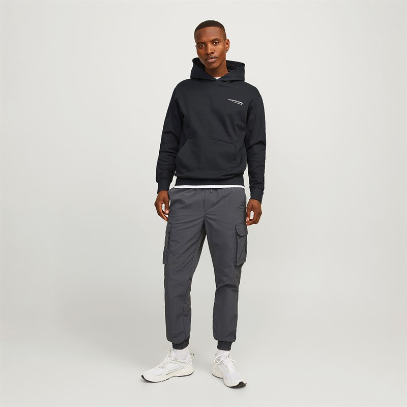 JACK & JONES Mens Aero Print Hoodie Black