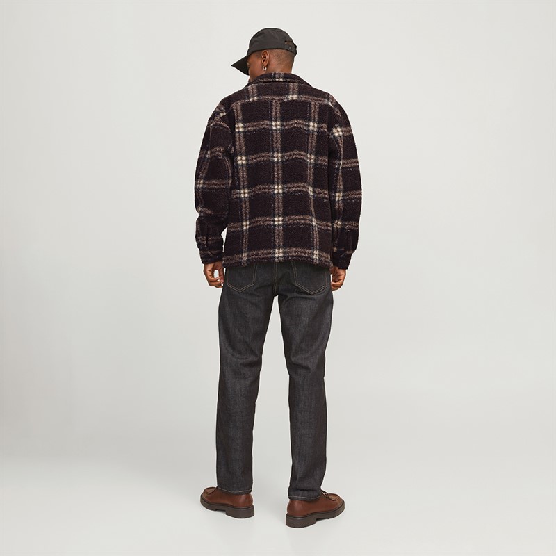 JACK & JONES Mens Newton Teddy Overshirt Chocolate Torte
