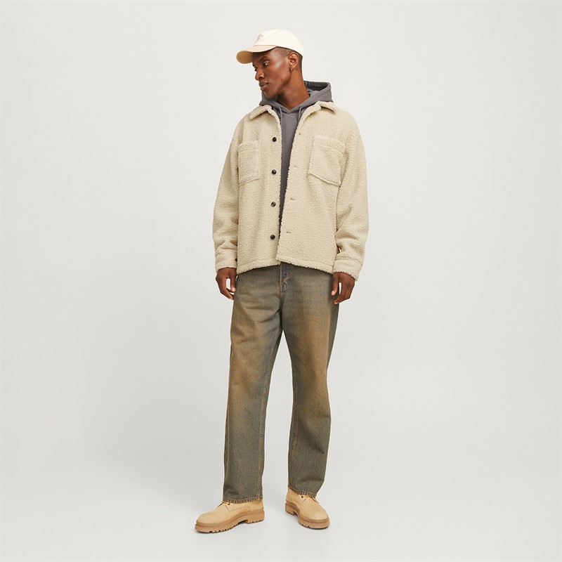 JACK & JONES Mens Newton Teddy Overshirt Moonbeam
