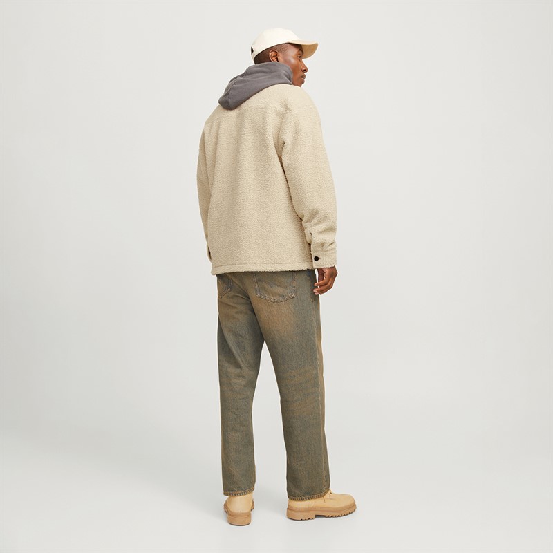 JACK & JONES Mens Newton Teddy Overshirt Moonbeam