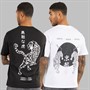 JACK & JONES Mens Relaxed Fit Back Print Two Pack T-Shirts Black/White