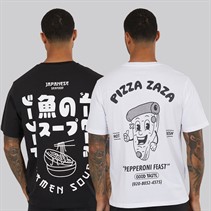 JACK & JONES Mens Relaxed Fit Back Print Two Pack T-Shirts Black/White