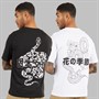 JACK & JONES Mens Relaxed Fit Back Print Two Pack T-Shirts Black/White