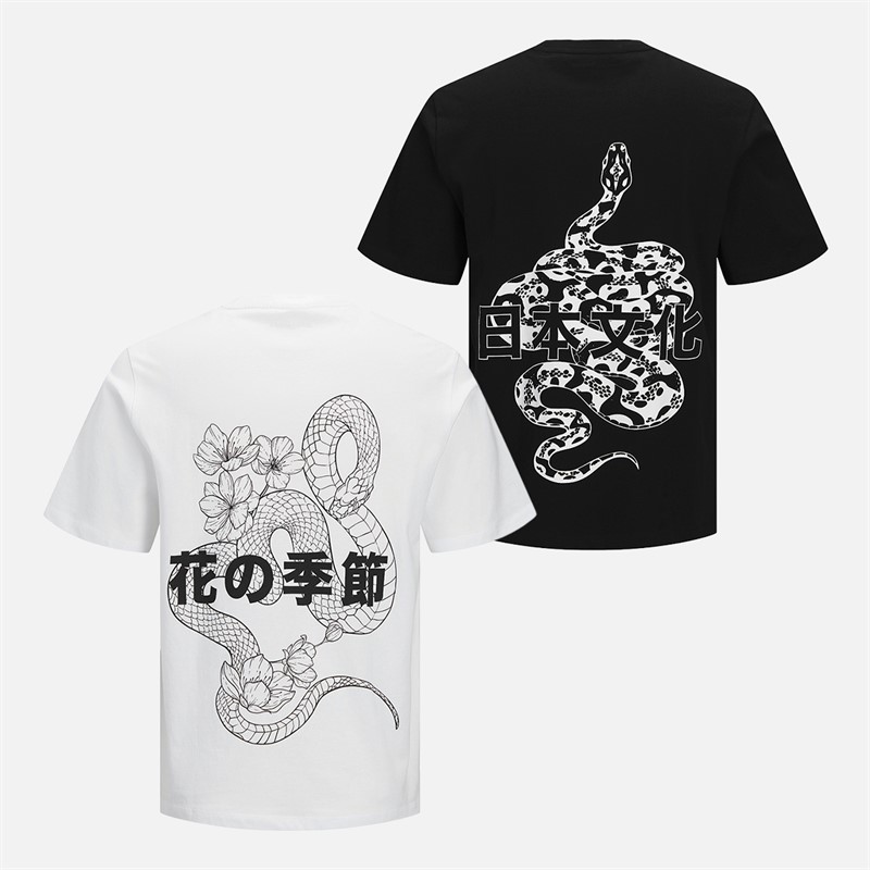 JACK & JONES Mens Relaxed Fit Back Print Two Pack T-Shirts Black/White - Size XL