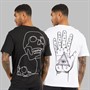 JACK & JONES Mens Relaxed Fit Back Print Two Pack T-Shirts Black/White