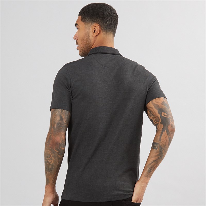 JACK & JONES Mens Paulos Polo Dark Grey Melange