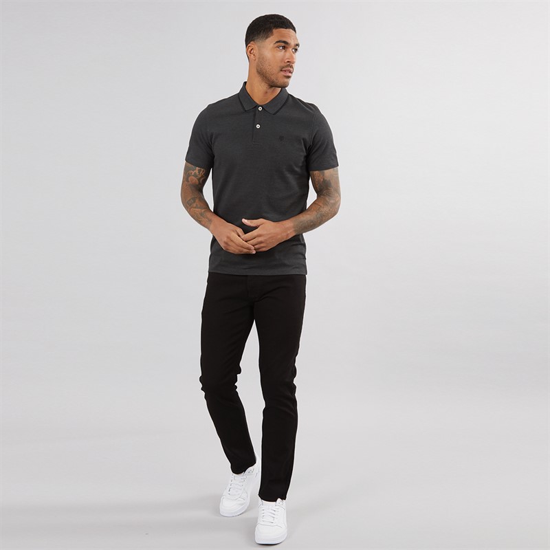 JACK & JONES Mens Paulos Polo Dark Grey Melange