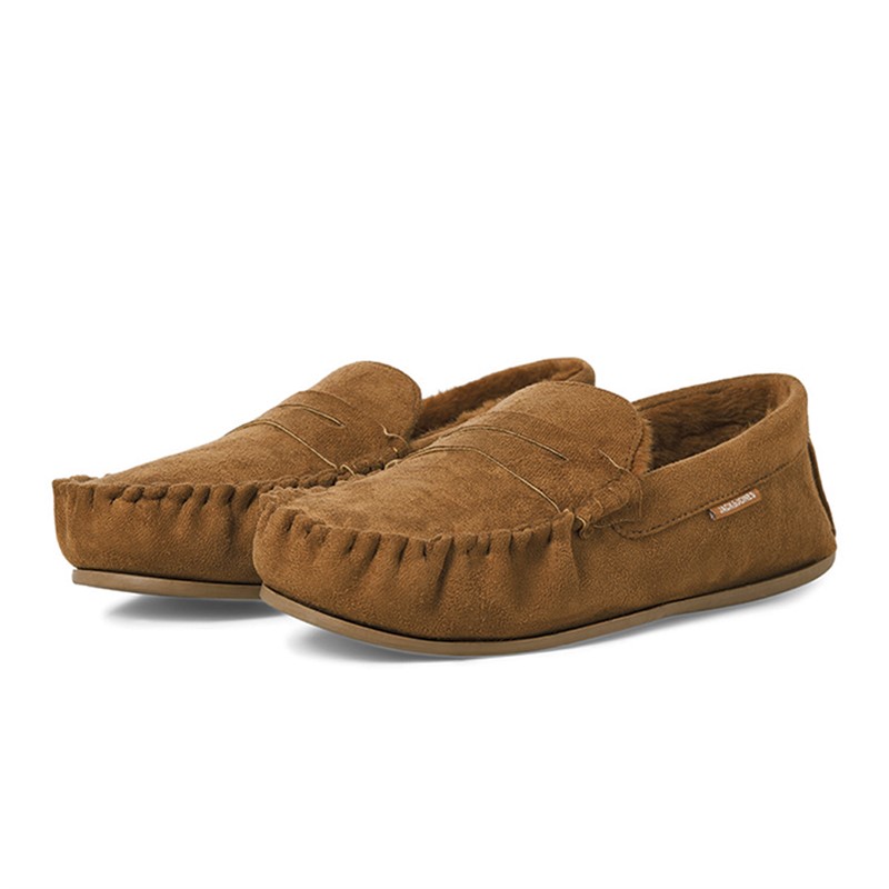 JACK & JONES Herren Bradford Mokassin Hausschuhe Cognac