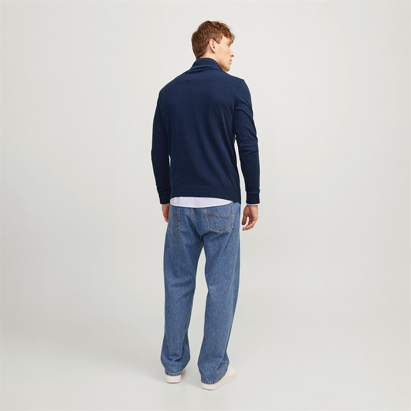 JACK & JONES Herre Emil Strik 1/2 Zip Jumper Navy