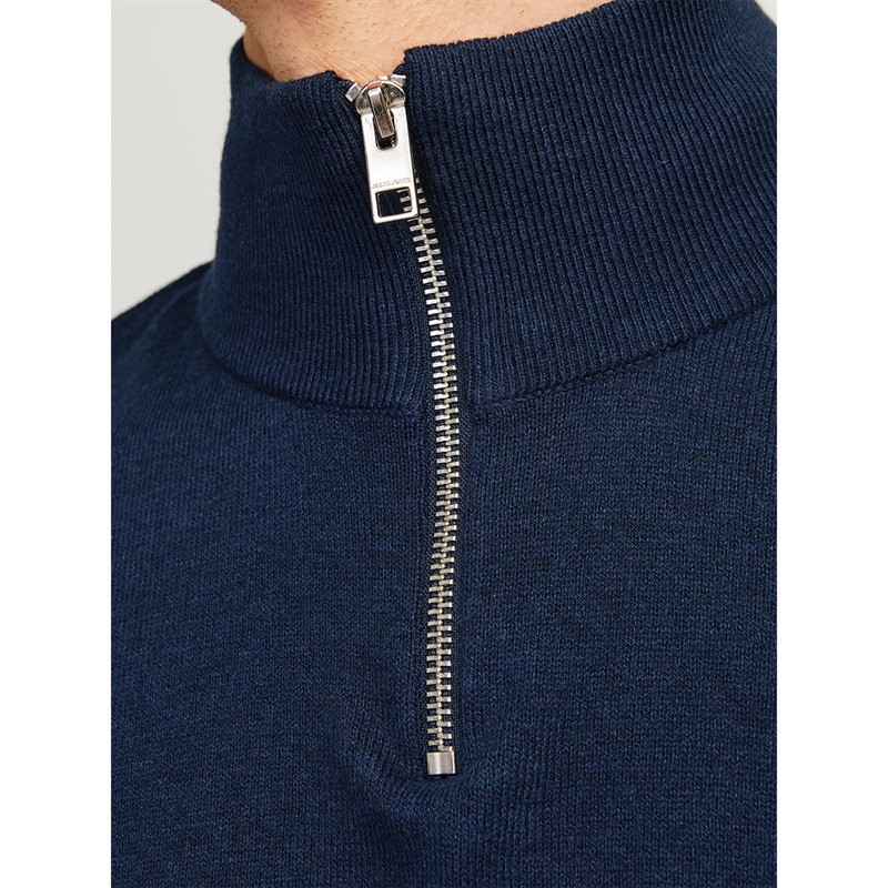 JACK & JONES Herre Emil Strik 1/2 Zip Jumper Navy