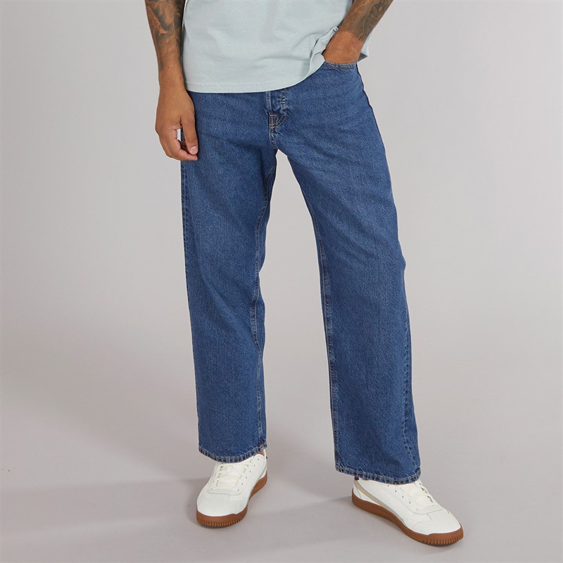 JACK & JONES Mens Alex SQ 741 Baggy Fit Jeans Mid Blue - Size 34/32