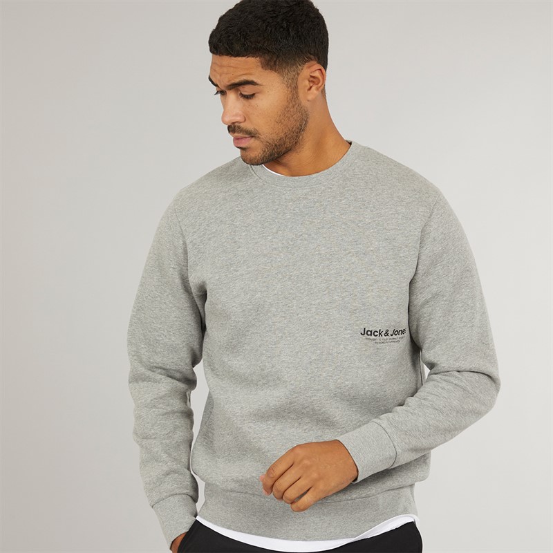 JACK & JONES Herren Vesterbro Seiten Sweatshirt Hellgraumeliert/Schwarz