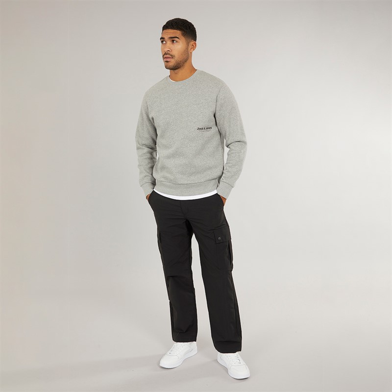 JACK & JONES Herren Vesterbro Seiten Sweatshirt Hellgraumeliert/Schwarz