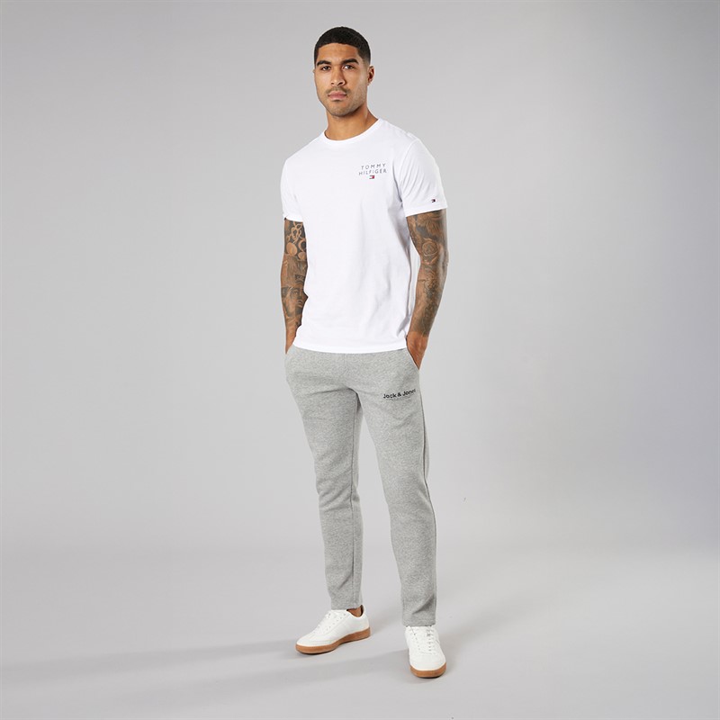 JACK & JONES Herren Vesterbro Jogginghose mit offenem Saum Hellgrau meliert/Schwarz Lgm/Schwarz