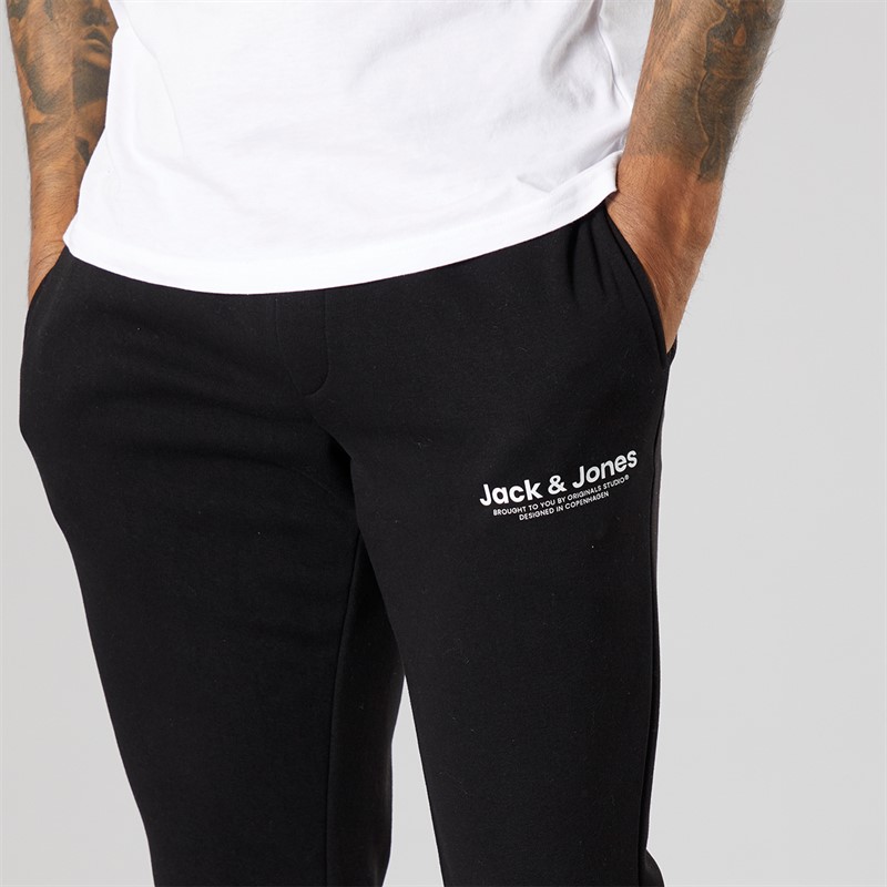 JACK & JONES Herren Vesterbro Jogginghose mit offenem Saum Schwarz/Weiß
