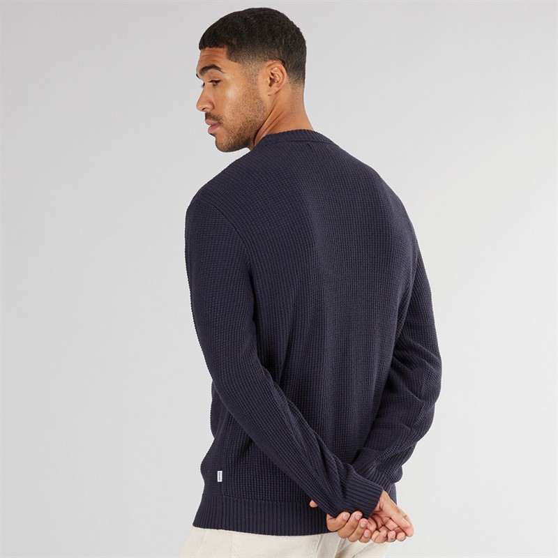 JACK & JONES Pull en maille de riz Homme Bleu Marine