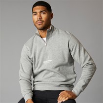 JACK & JONES Mens Vesterbro 1/4 Zip Sweatshirt Light Grey Melange/Black