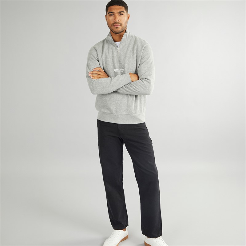 JACK & JONES Herren Vesterbro 1/4 Zip Sweatshirt Hell Grau Meliert/Schwarz