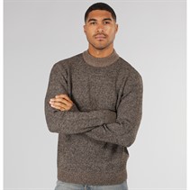 JACK & JONES Mens Space Knit Mock Neck Jumper Seal Brown/Black Neps
