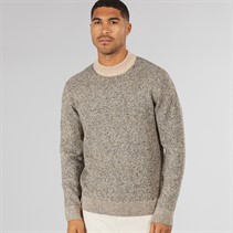JACK & JONES Mens Space Knit Mock Neck Jumper Peyote W/Black Neps