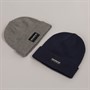 JACK & JONES Mens Jacray Two Pack Beanie Navy Blazer/Grey Melange