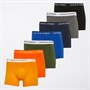 JACK & JONES Mens Theo Solid Seven Pack Boxer Trunks Black/Navy Blazer/Surf The Web/Scarlet Ibis/Rifle Green/Flame Orange/Magnet