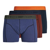 JACK & JONES Mens Christopher Three Pack Boxer Trunks Navy Blazer/Fiery Red Melange/Deep Cobalt Melange