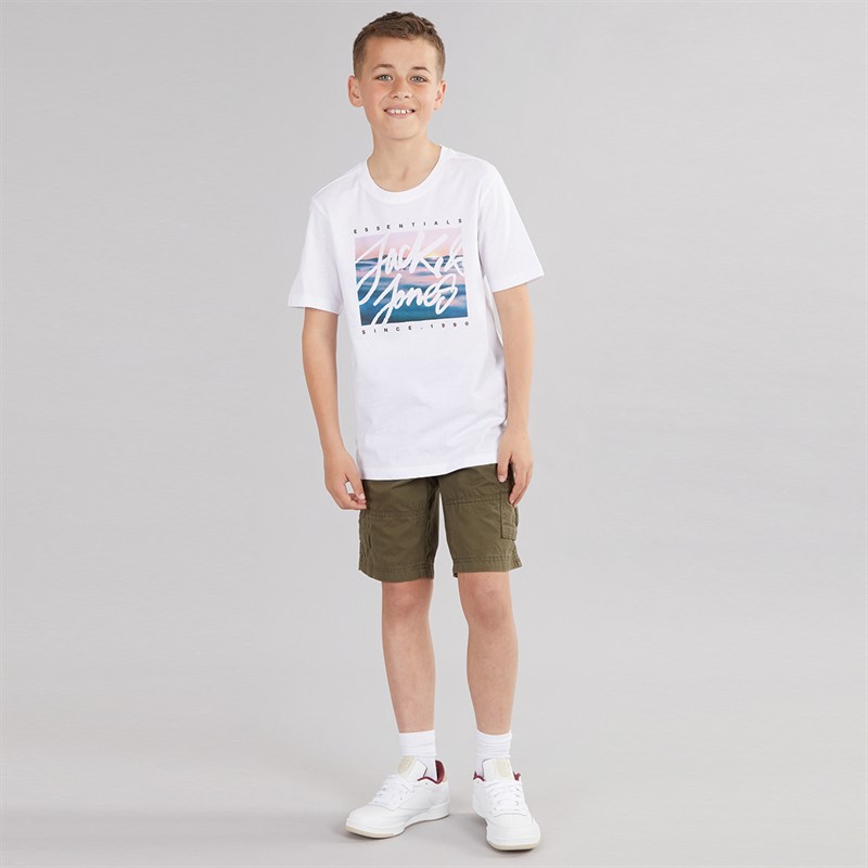 JACK & JONES Boys Colton Print T-Shirt White