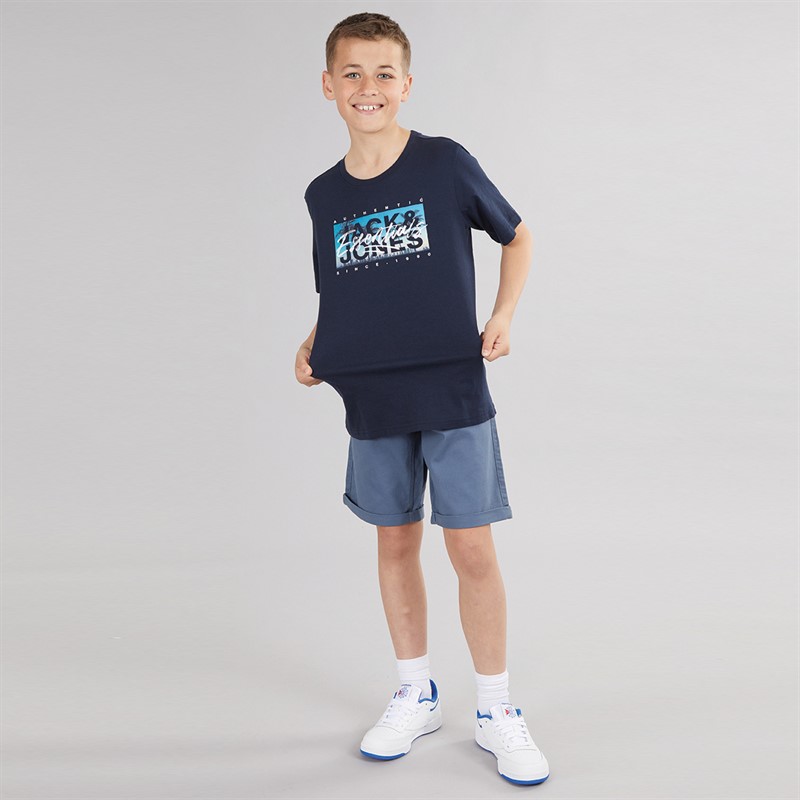 JACK & JONES Boys Colton Print T-Shirt Sky Captain