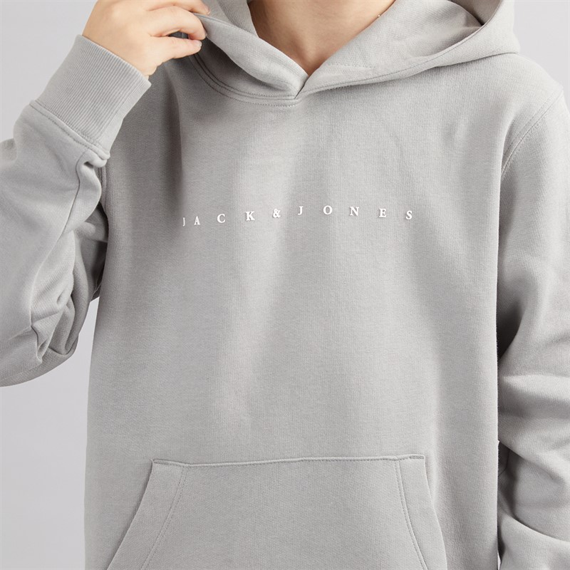 JACK & JONES Boys Star Hoodie Ultimate Grey/White