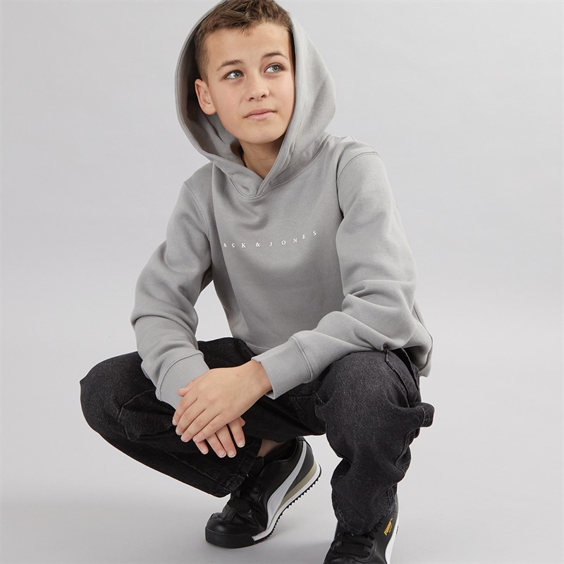 JACK & JONES Boys Star Hoodie Ultimate Grey/White