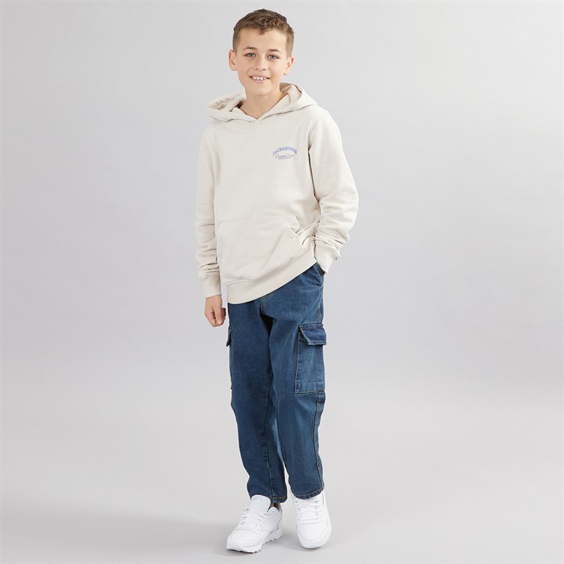JACK & JONES Boys Brandes Backp Relaxed Hoodie Moonbeam