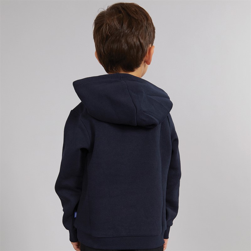 JACK & JONES Boys Logo Hoodie Navy Blazer/White/Marmelade