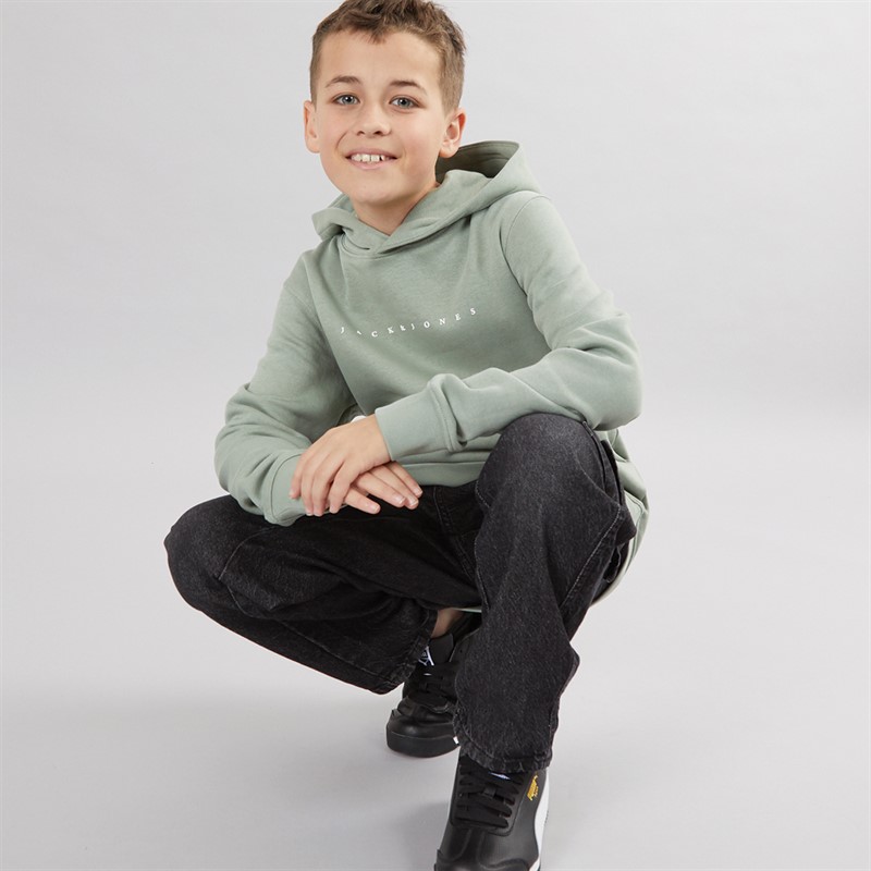 JACK & JONES Boys Star Hoodie Iceberg Green