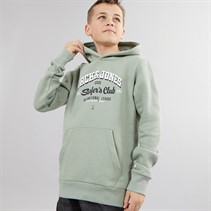 JACK & JONES Boys Logo Hoodie Iceberg Green