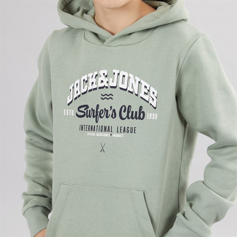 JACK & JONES Boys Logo Hoodie Iceberg Green