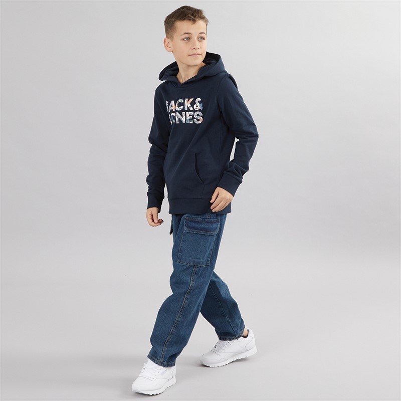JACK & JONES Boys Bryan Corp Logo Hoodie Sky Captain