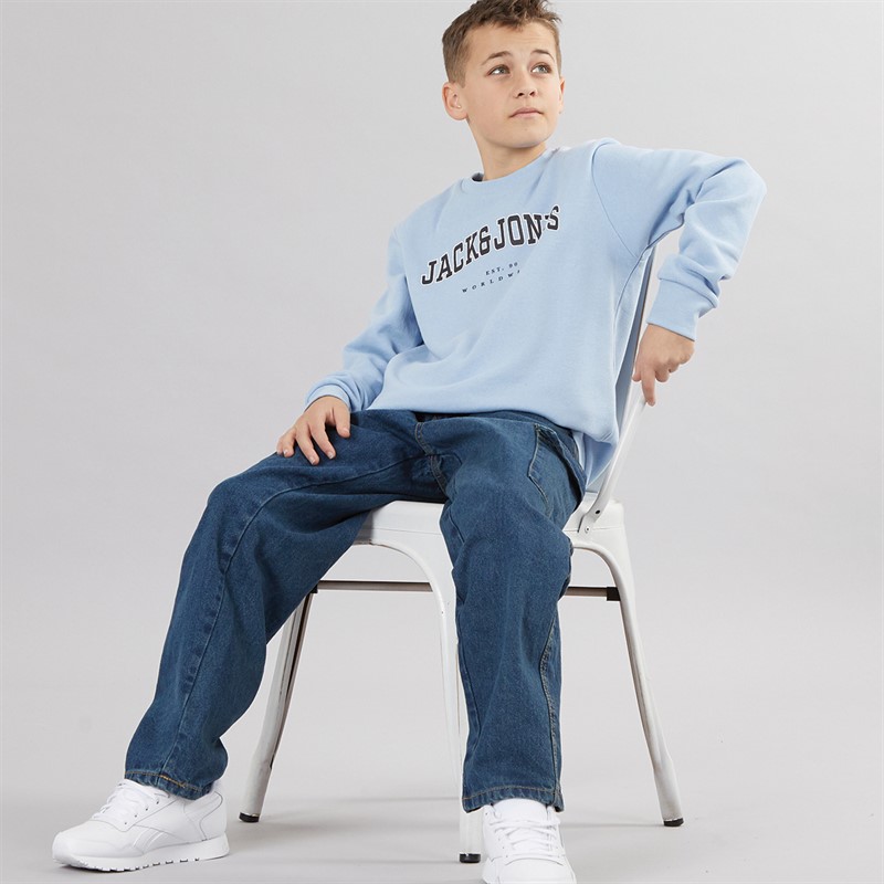 JACK & JONES Boys Caleb Varsity Sweatshirt Chambray Blue
