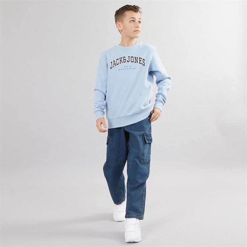 JACK & JONES Boys Caleb Varsity Sweatshirt Chambray Blue