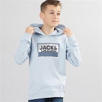 JACK & JONES Boys Logan Print Hoodie Subdued Blue
