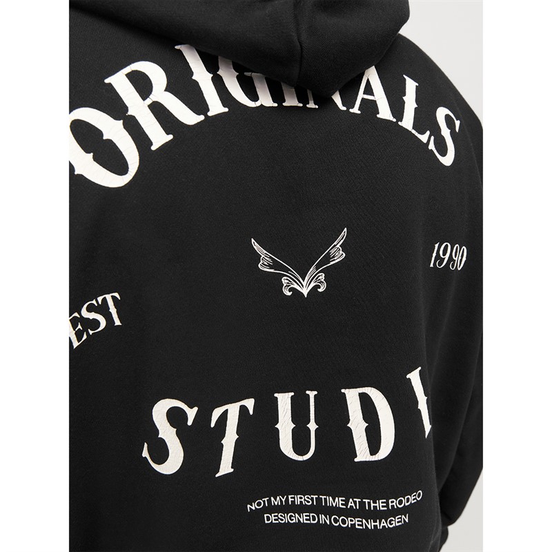 JACK & JONES Mens Austin Font Hoodie Black