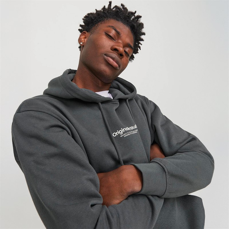 JACK & JONES Mens Vesterbro Hoodie Iron Gate