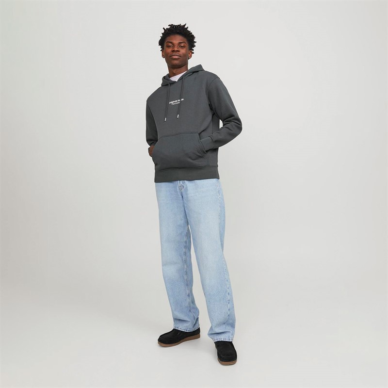 JACK & JONES Mens Vesterbro Hoodie Iron Gate