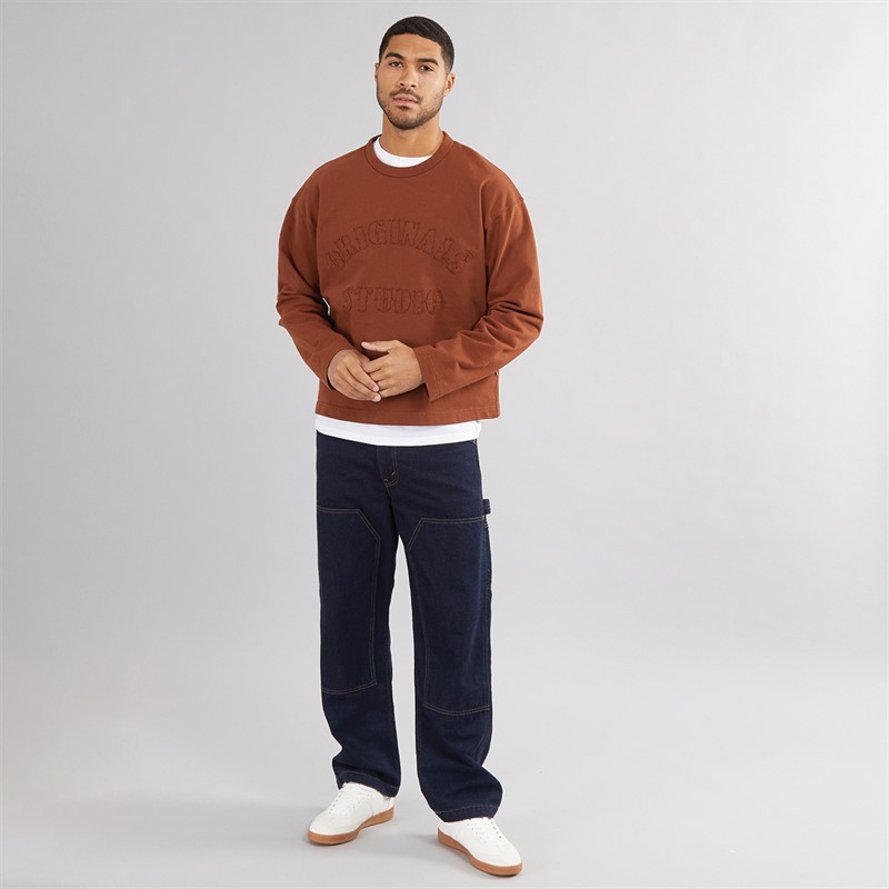 JACK & JONES Mens Austin Sweatshirt Brandy Brown