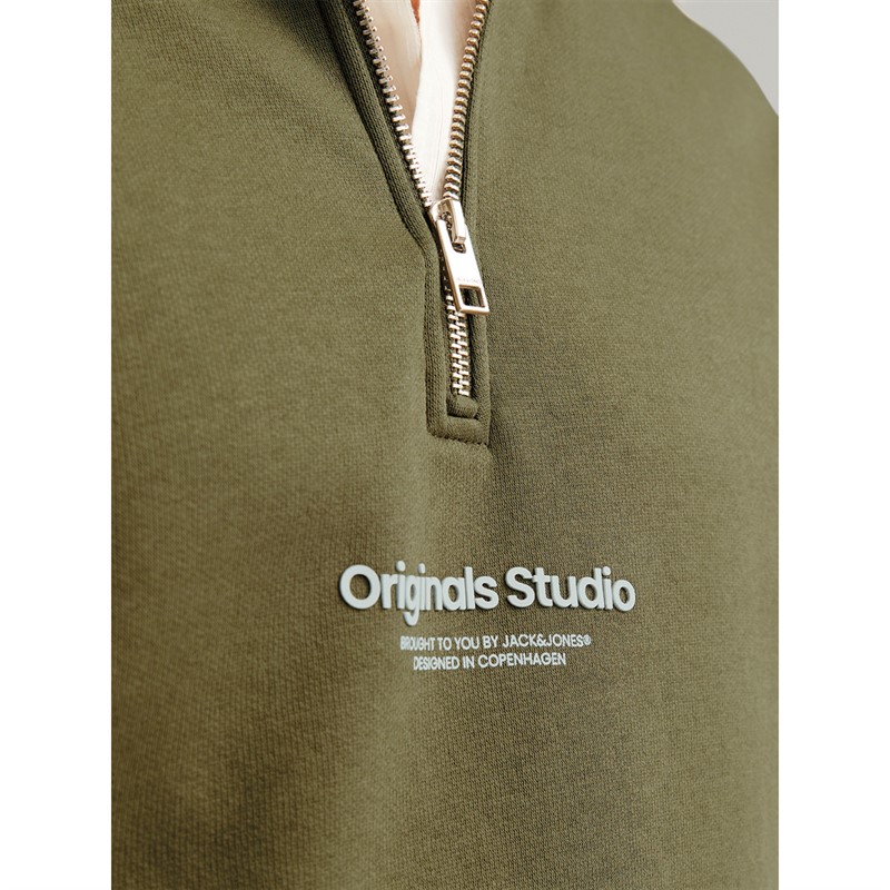 JACK & JONES Mens Vesterbro 1/4 Sweatshirt Kalamata