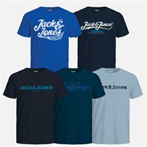 JACK & JONES Drenge Fem Pakke T-Shirts Skyway