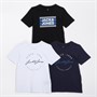 JACK & JONES Junge 3er-Pack T-Shirts Weiss / Schwarz / Marineblau / Kobalt
