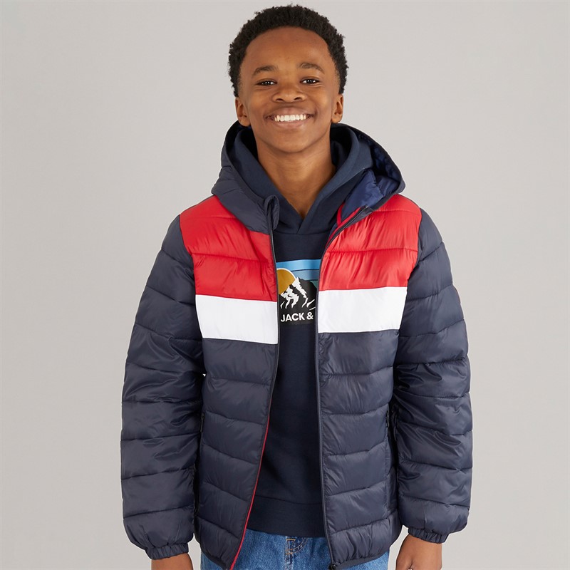 JACK & JONES Boys Wilson Puffer Jacket Navy Blazer - Size 164
