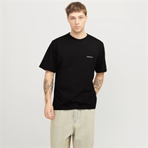 JACK & JONES Mens Split Back Crew Neck T-Shirt Black