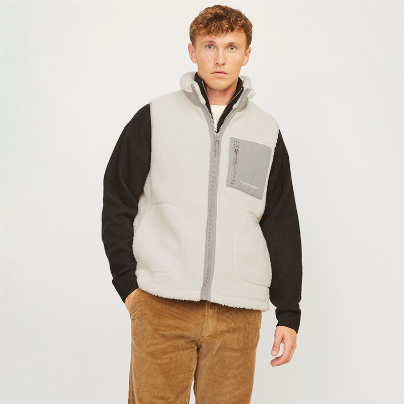 JACK & JONES Mens Vesterbro Teddy Bodywarmer Cloud Dancer